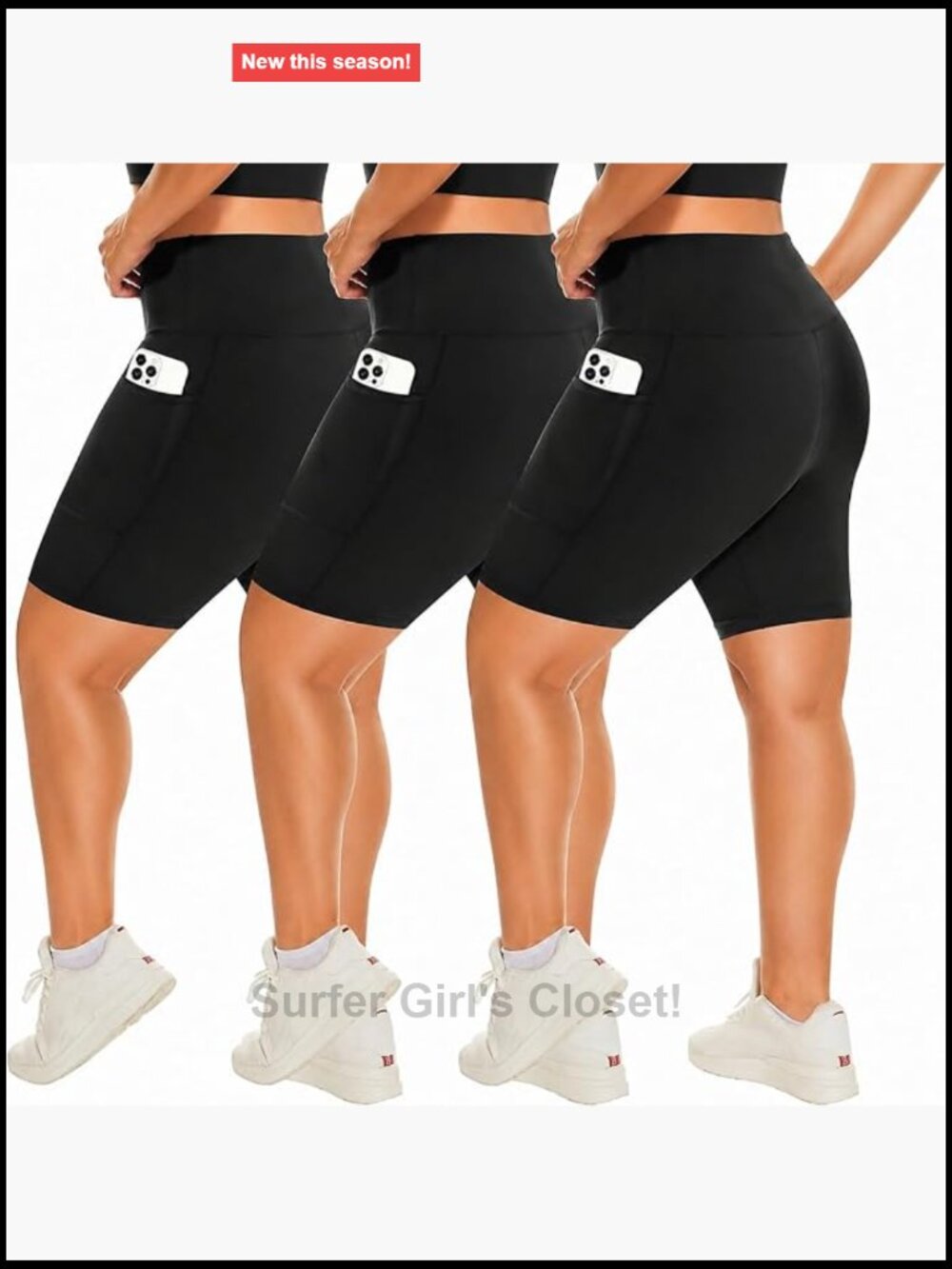 3 Pack Plus Size Biker Shorts with Pockets High Waist Tummy Control Yoga Shorts